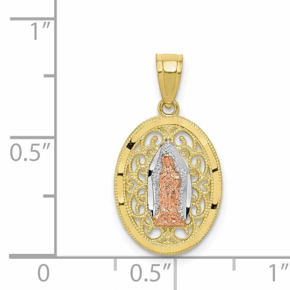 10K Two Tone Gold Our Lady Of Guadalupe Pendant
