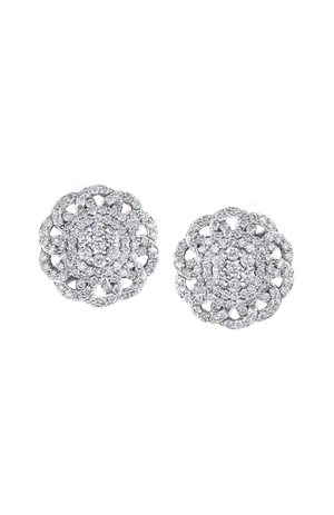 10K White Gold 1.00TDW Diamond Floral Stud Earrings