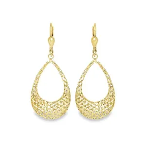 10K Yellow Gold Openwork Filigree Teardrop Earrings