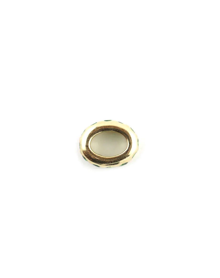 14K Gold Oval Dotted Tsavorite Charm Spacer