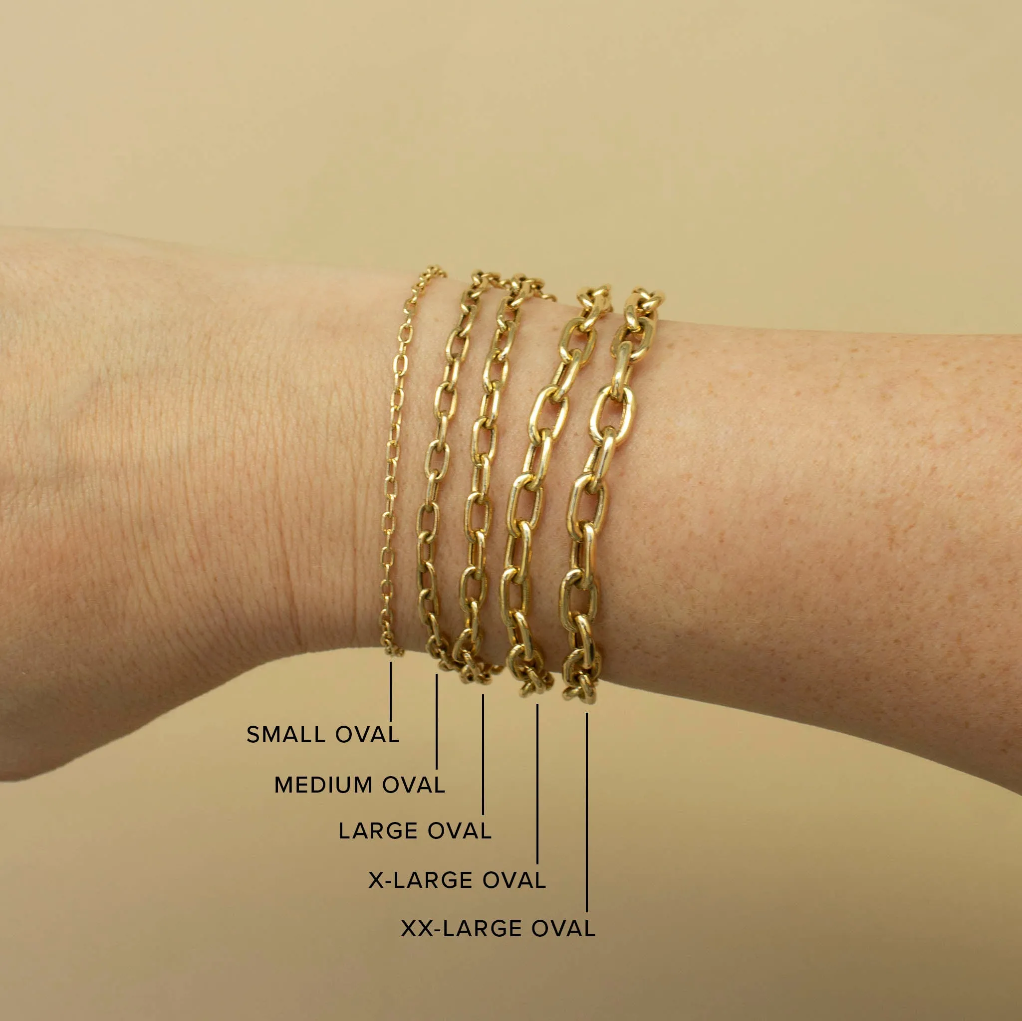 14k Small Square Oval Link Chain Bracelet