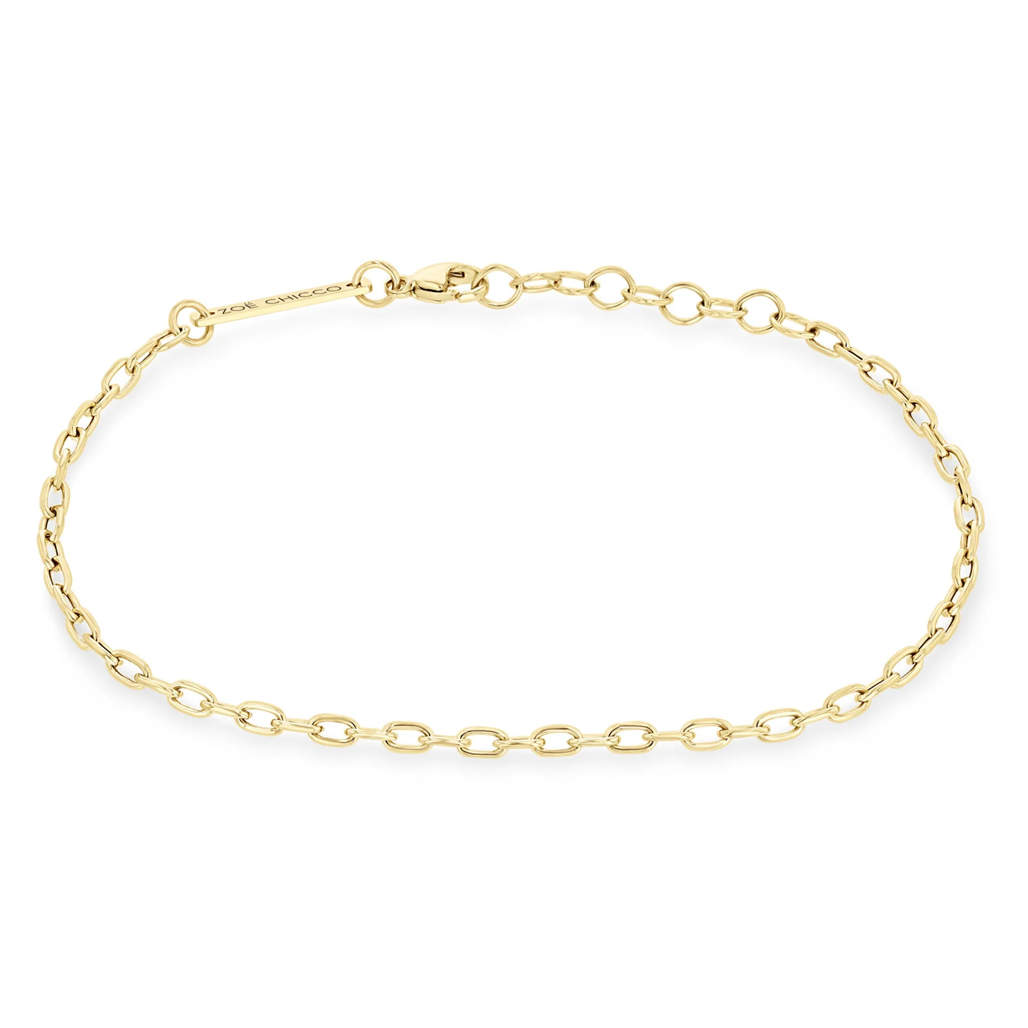14k Small Square Oval Link Chain Bracelet