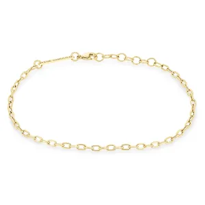 14k Small Square Oval Link Chain Bracelet