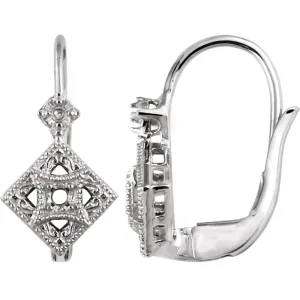 14k White Gold Filigree Earring Mountings