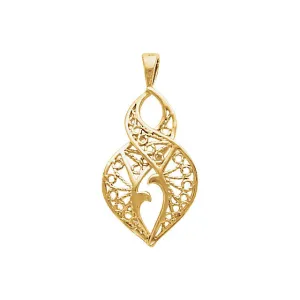 14k White Gold Filigree Pendant
