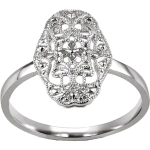 14k White Gold Filigree Ring Mounting, Size 7