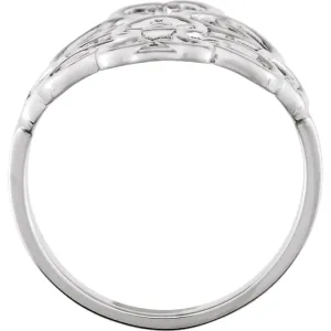 14k White Gold Filigree Ring, Size 6