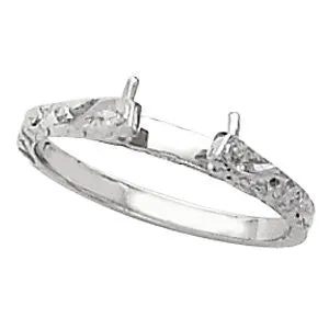 14k White Gold Hand Engraved Band, Size 6