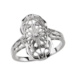 14k White Gold Vintage-Style Filigree Ring, Size 6