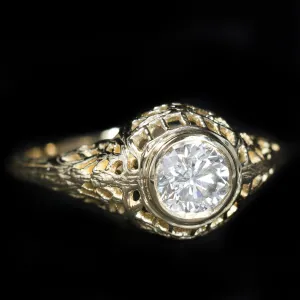 14K Yellow Gold 0.65 Carat Diamond Engagement Ring