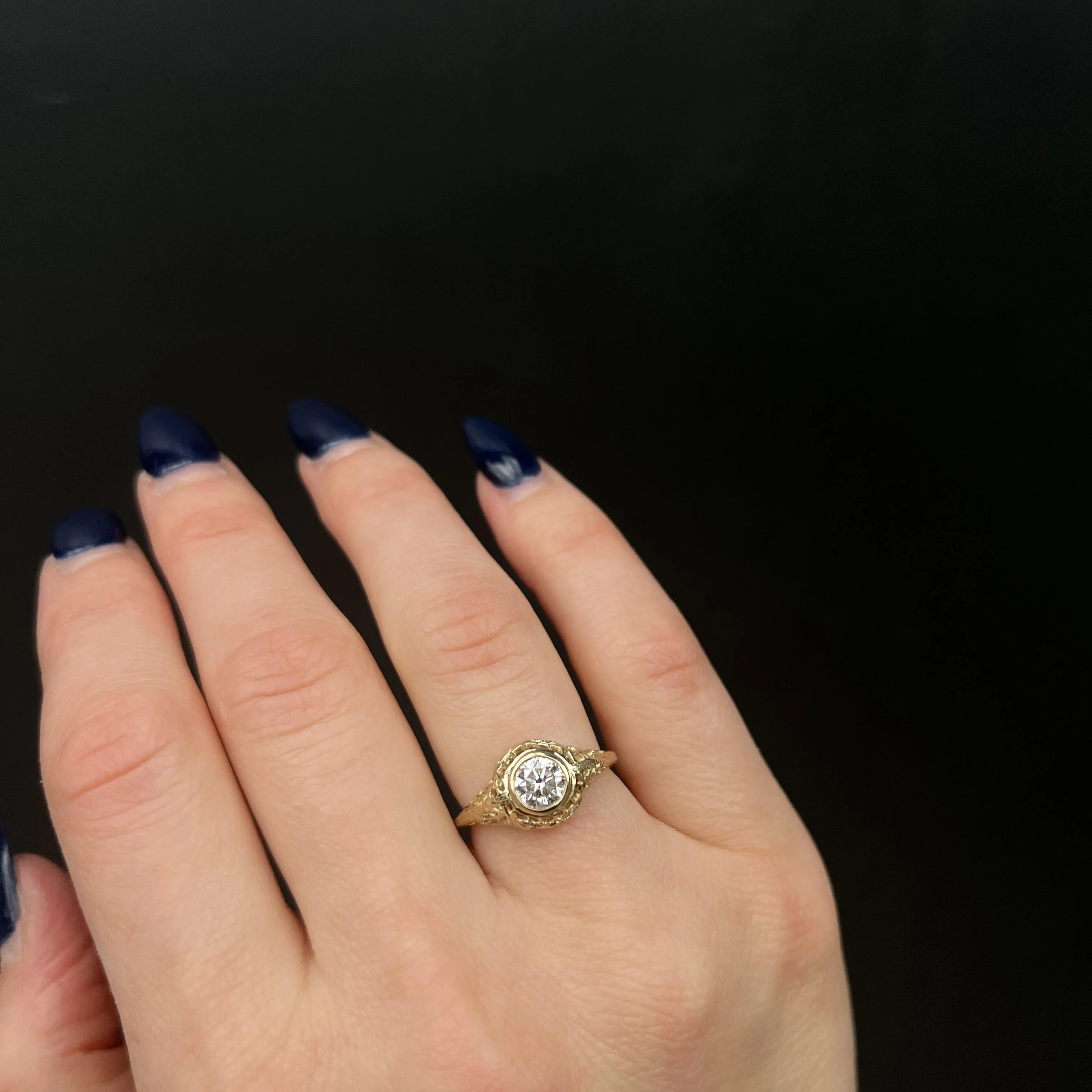 14K Yellow Gold 0.65 Carat Diamond Engagement Ring