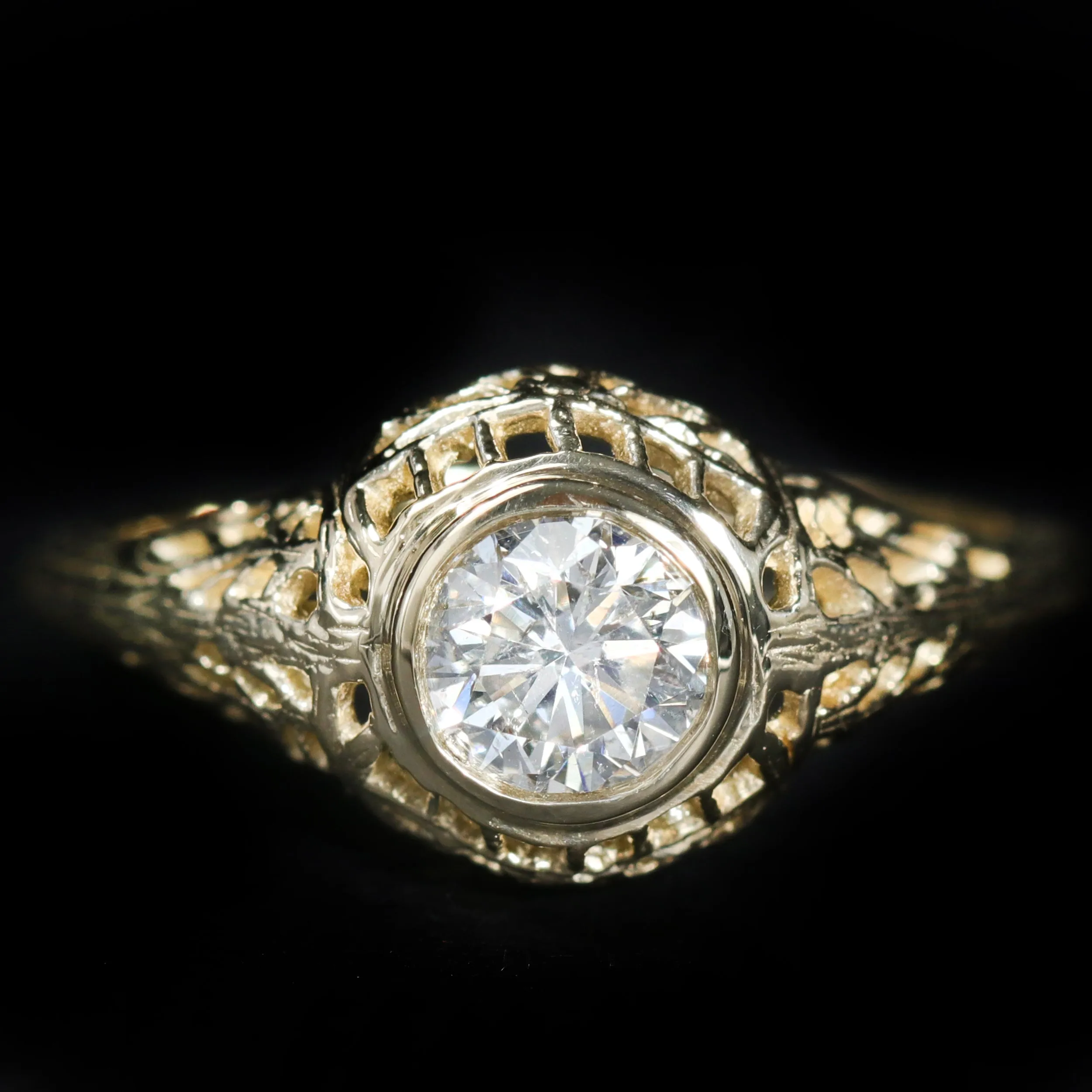 14K Yellow Gold 0.65 Carat Diamond Engagement Ring