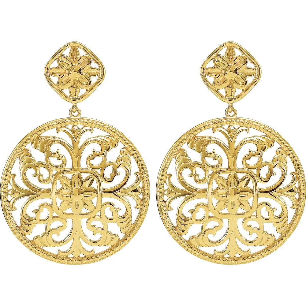 14k Yellow Gold Filigree Earrings