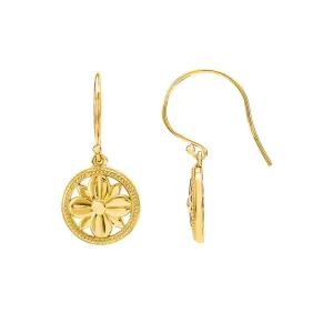 14k Yellow Gold Filigree Floral-Inspired Earrings
