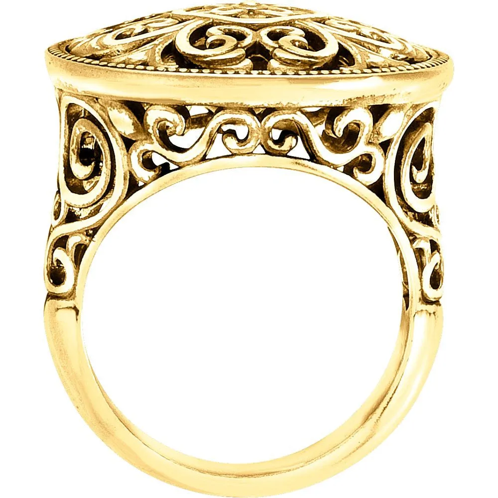 14k Yellow Gold Filigree Ring, Size 7