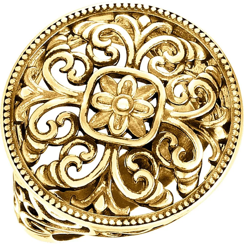 14k Yellow Gold Filigree Ring, Size 7