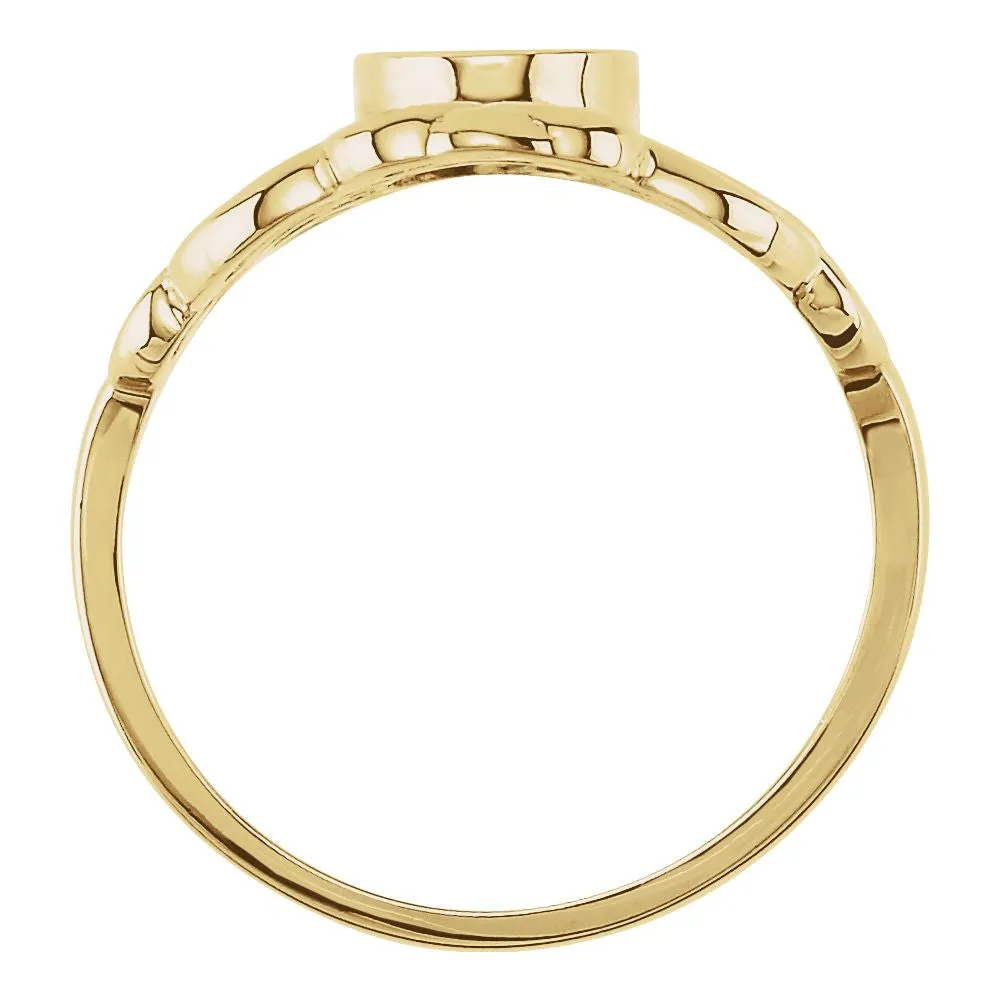 14k Yellow Gold Filigree Signet Ring, Size 6