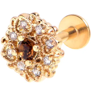 16 Gauge 1/4 Yellow Gem Gold Tone Luxe Heart Labret