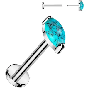 16 Gauge 5/16 Natural Turquoise Oval Medical Grade Titanium Flat Back Earring