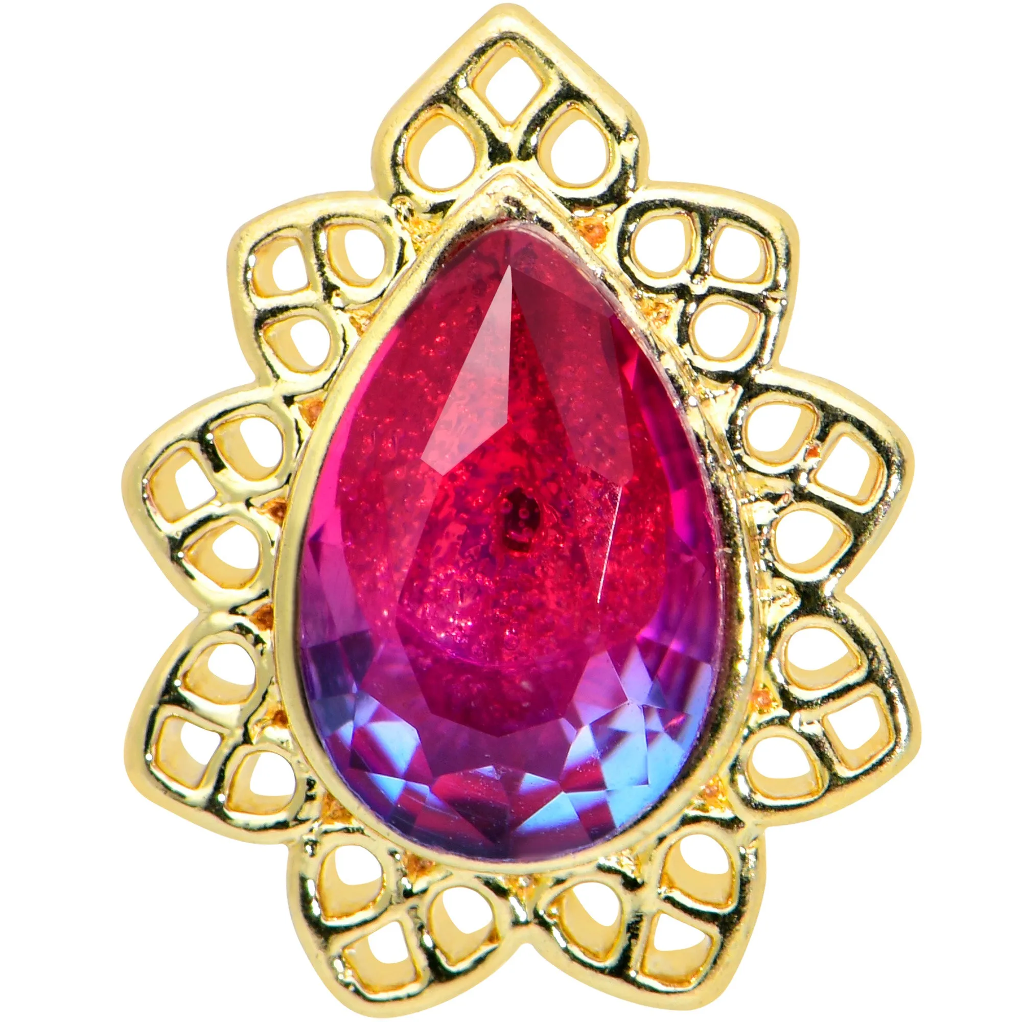 16 Gauge 5/16 Purple Tourmaline Gold Tone Drop Labret Monroe Tragus