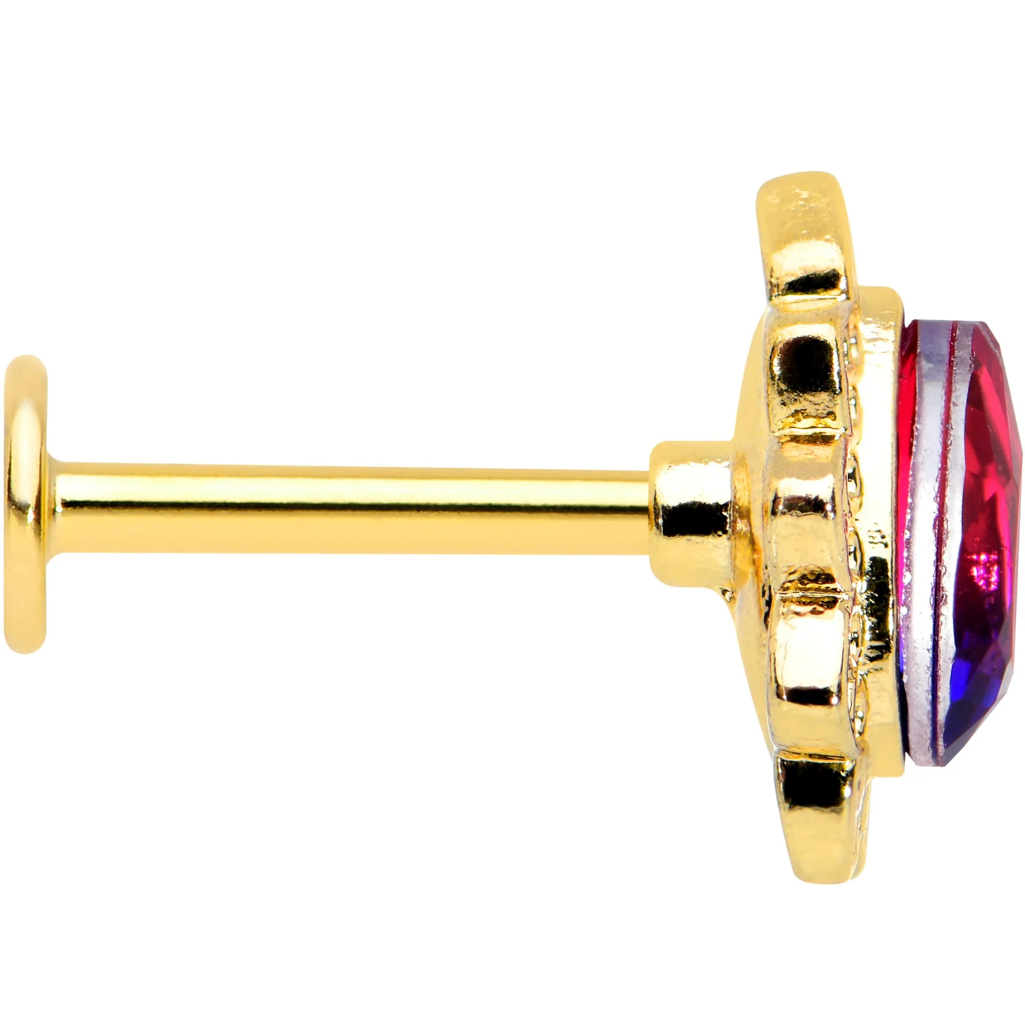 16 Gauge 5/16 Purple Tourmaline Gold Tone Drop Labret Monroe Tragus