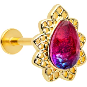 16 Gauge 5/16 Purple Tourmaline Gold Tone Drop Labret Monroe Tragus
