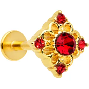 16 Gauge 5/16 Red Gem Gold Tone Regal Rhombus Labret Monroe Tragus