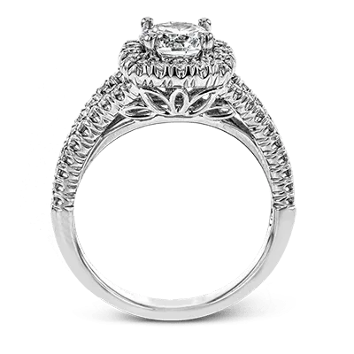 18 Karat White Gold Round Halo Engagement Ring
