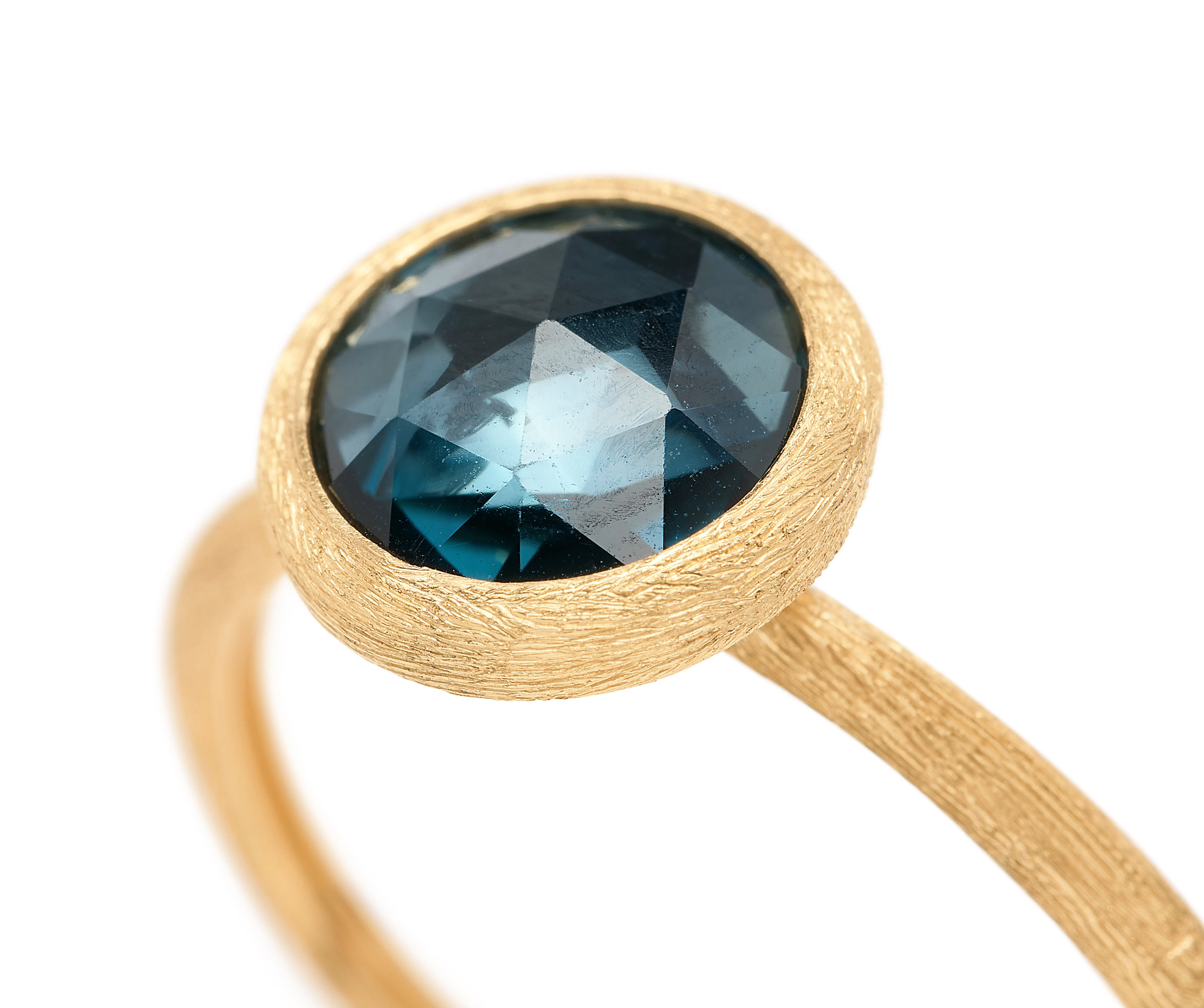18K Yellow Gold London Blue Topaz Stackable Ring