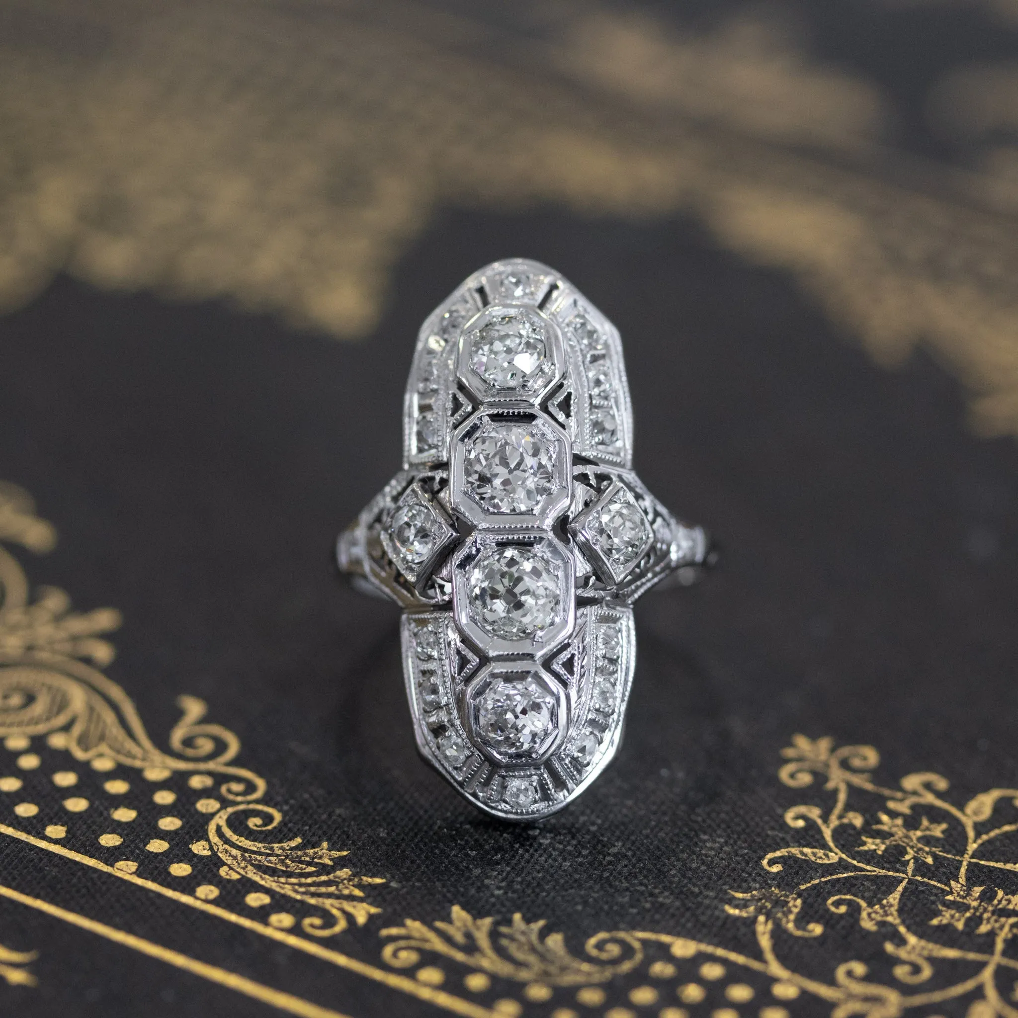 1.91ctw Edwardian Old European Cut Dinner Ring