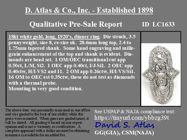 1.91ctw Edwardian Old European Cut Dinner Ring