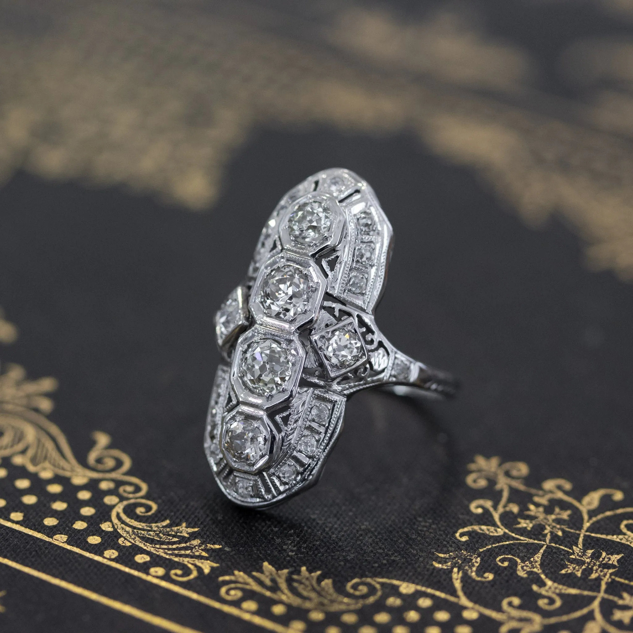 1.91ctw Edwardian Old European Cut Dinner Ring