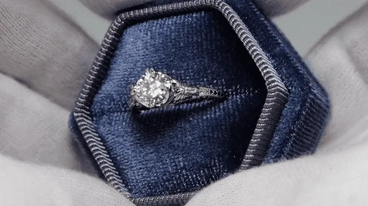1920's Art Deco Filigree Flowers Platinum 3/4 Carat Vintage Style Engagement Ring Setting for a 6mm Round Stone