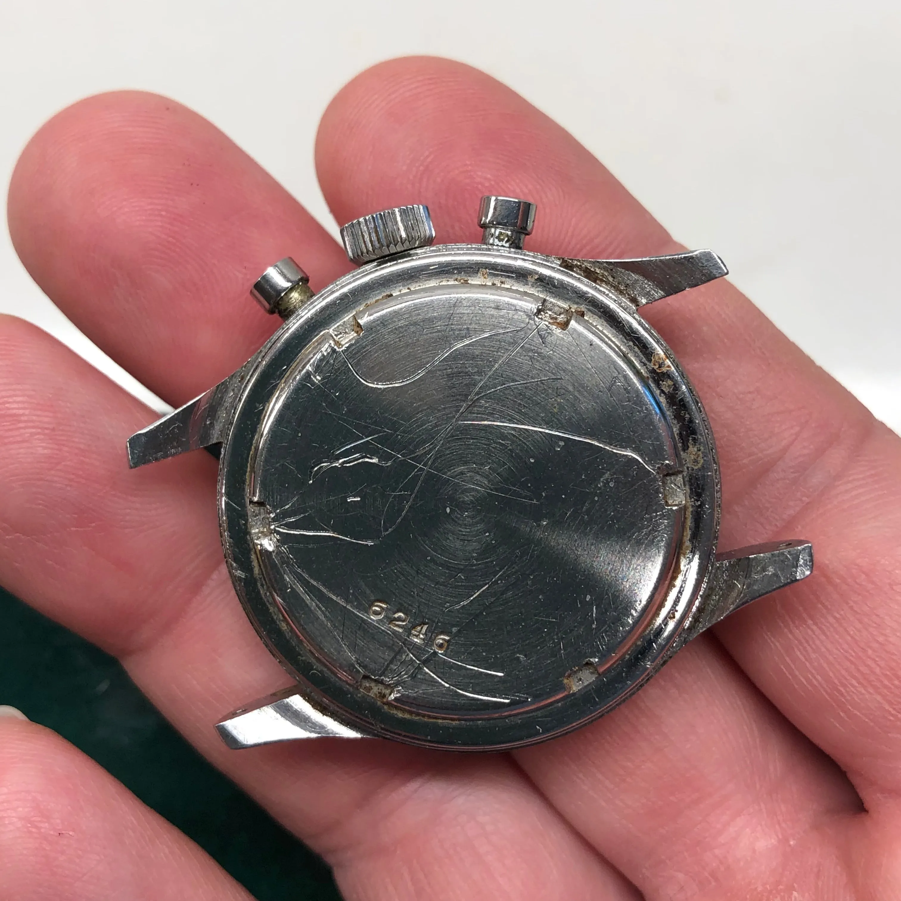 1950s Lemania Multiscale Dial 27CH Stainless Steel Chronograph Wristwatch