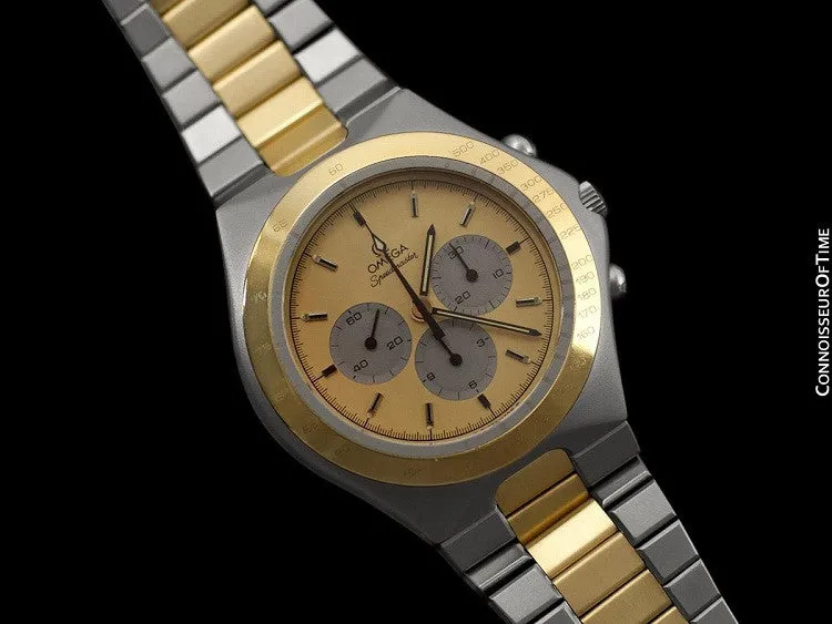 1980 Omega Speedmaster Teutonic Vintage Mens Chronograph, 145.0040 - Stainless Steel & 18K Gold