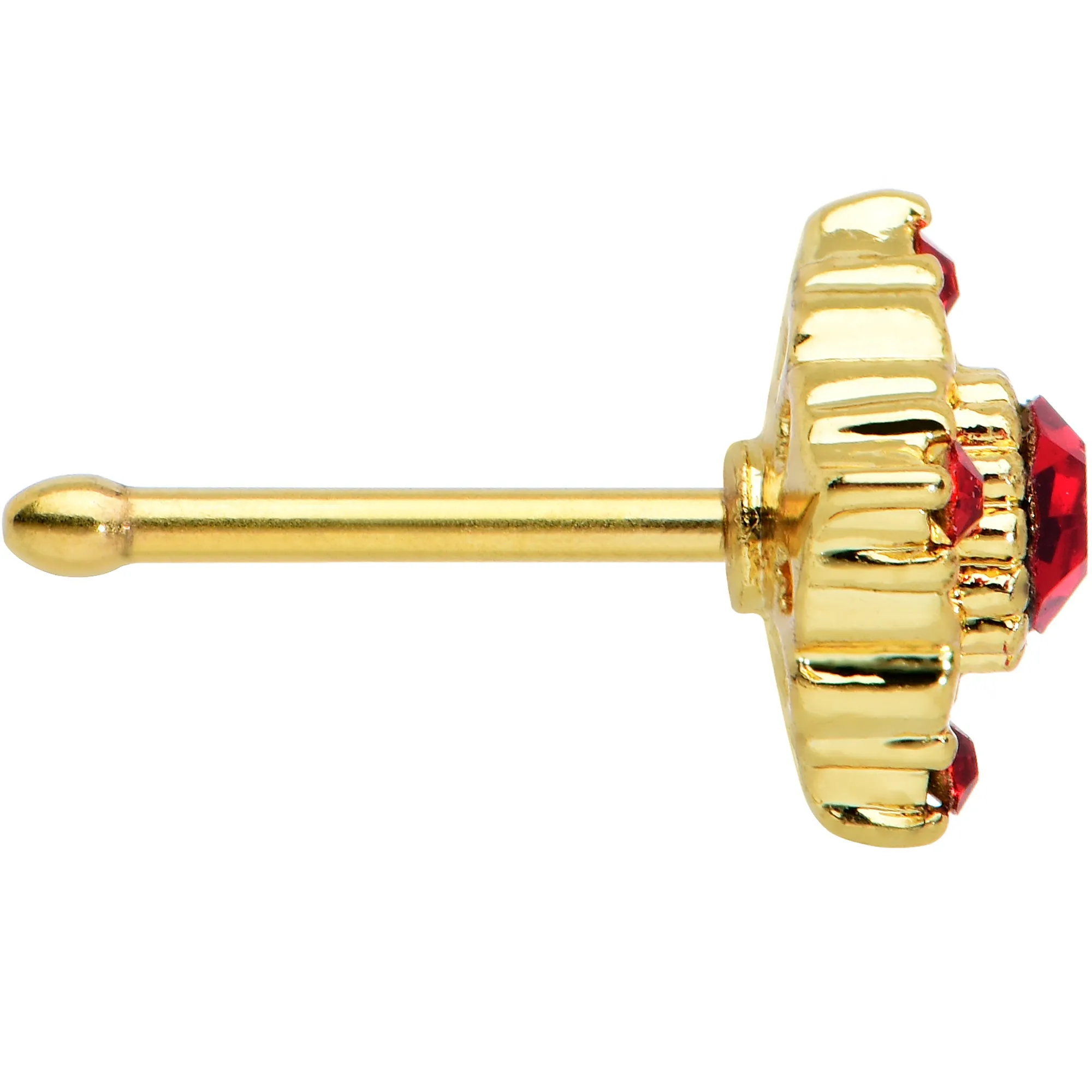 20 Gauge 1/4 Red Gem Gold Tone Regal Rhombus Nose Bone