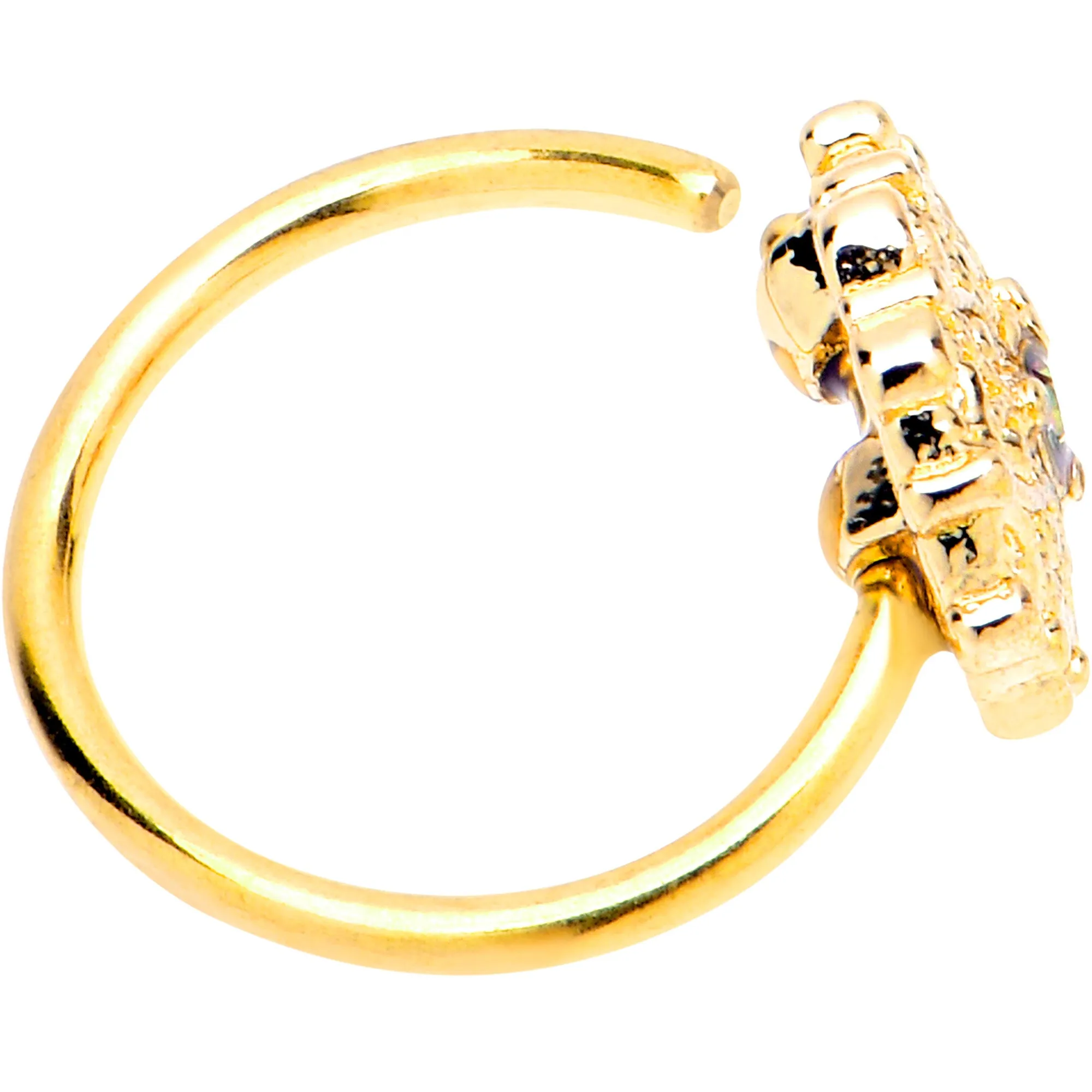 20 Gauge 5/16 Vitrail Gem Gold Tone Blossom Bloom Nose Hoop