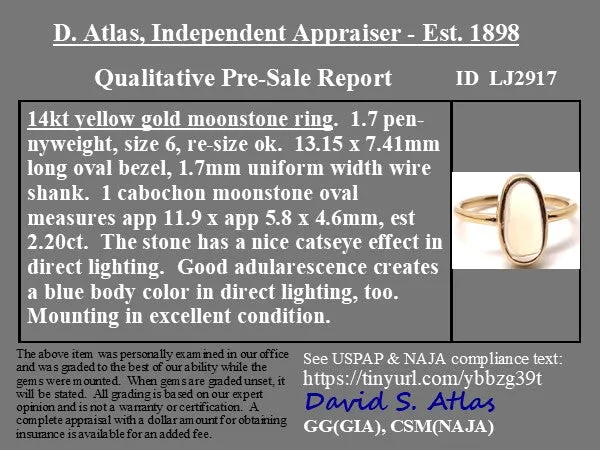 2.20ct Oval Cut Moonstone Bezel Ring