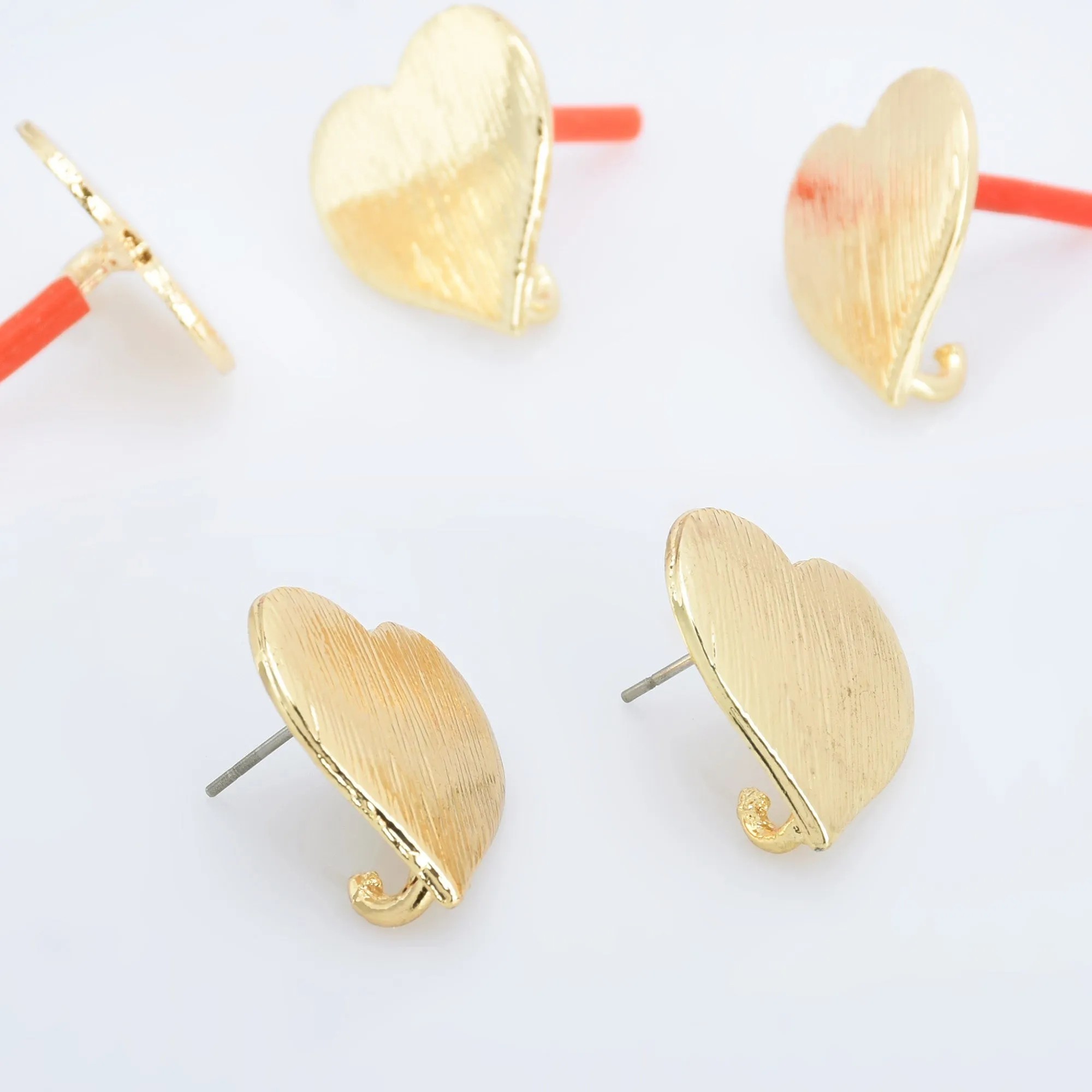 Alloy Curved Post Earrings Findings Simple Connector Stud Ear Accessories DIY Making Jewelry Golden Plated 6pcs 102823