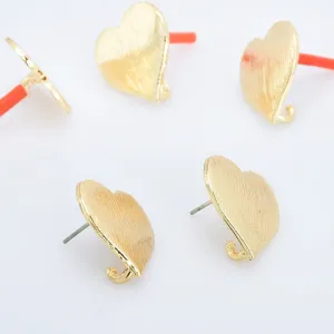 Alloy Curved Post Earrings Findings Simple Connector Stud Ear Accessories DIY Making Jewelry Golden Plated 6pcs 102823