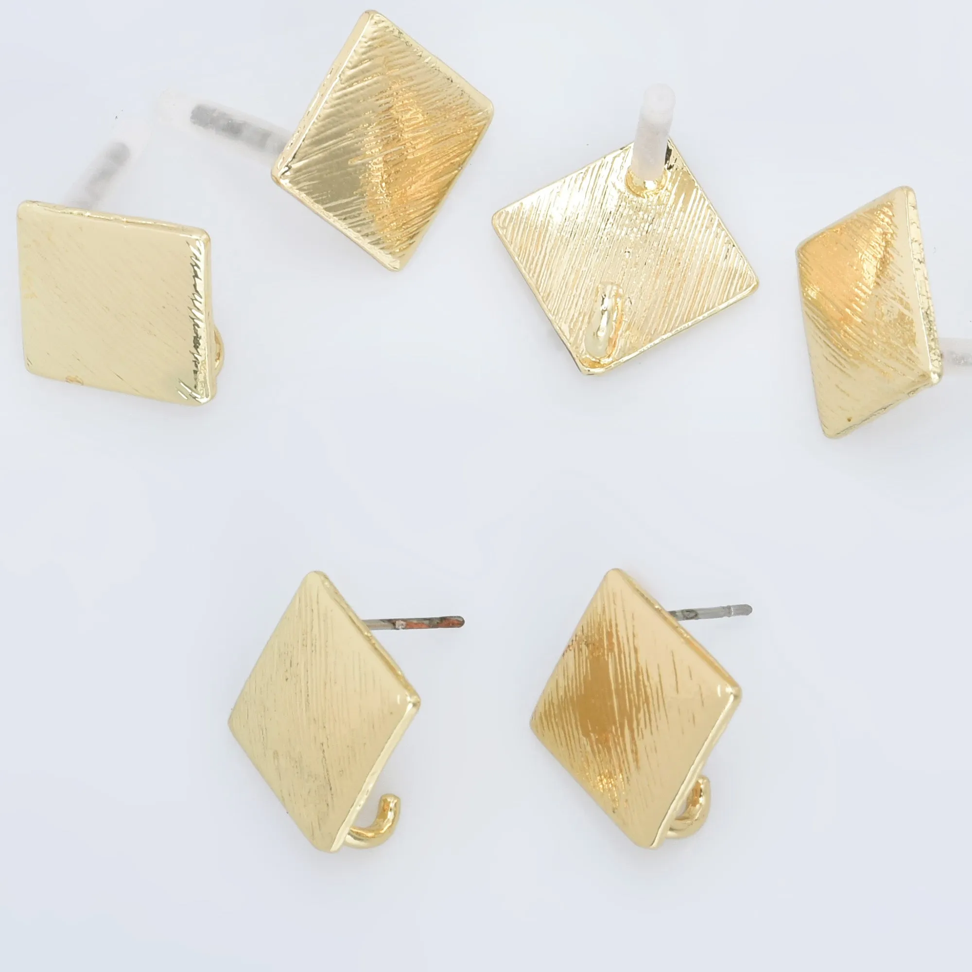 Alloy Curved Post Earrings Findings Simple Connector Stud Ear Accessories DIY Making Jewelry Golden Plated 6pcs 102823
