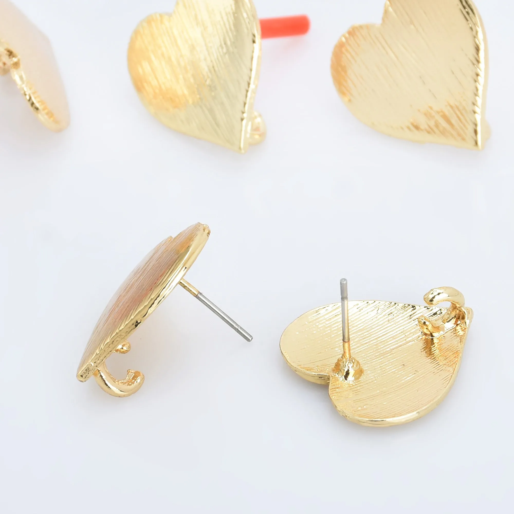 Alloy Curved Post Earrings Findings Simple Connector Stud Ear Accessories DIY Making Jewelry Golden Plated 6pcs 102823