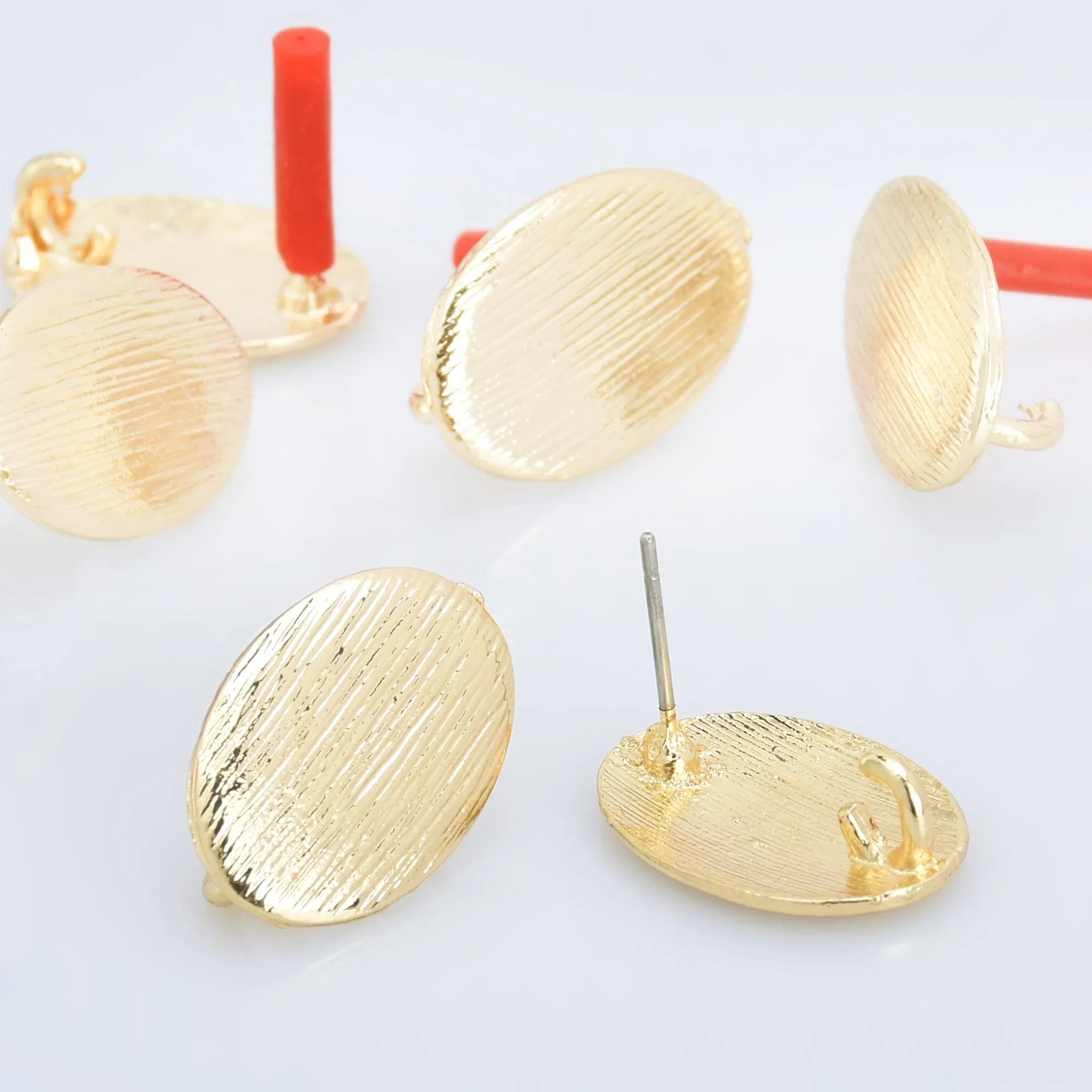 Alloy Curved Post Earrings Findings Simple Connector Stud Ear Accessories DIY Making Jewelry Golden Plated 6pcs 102823