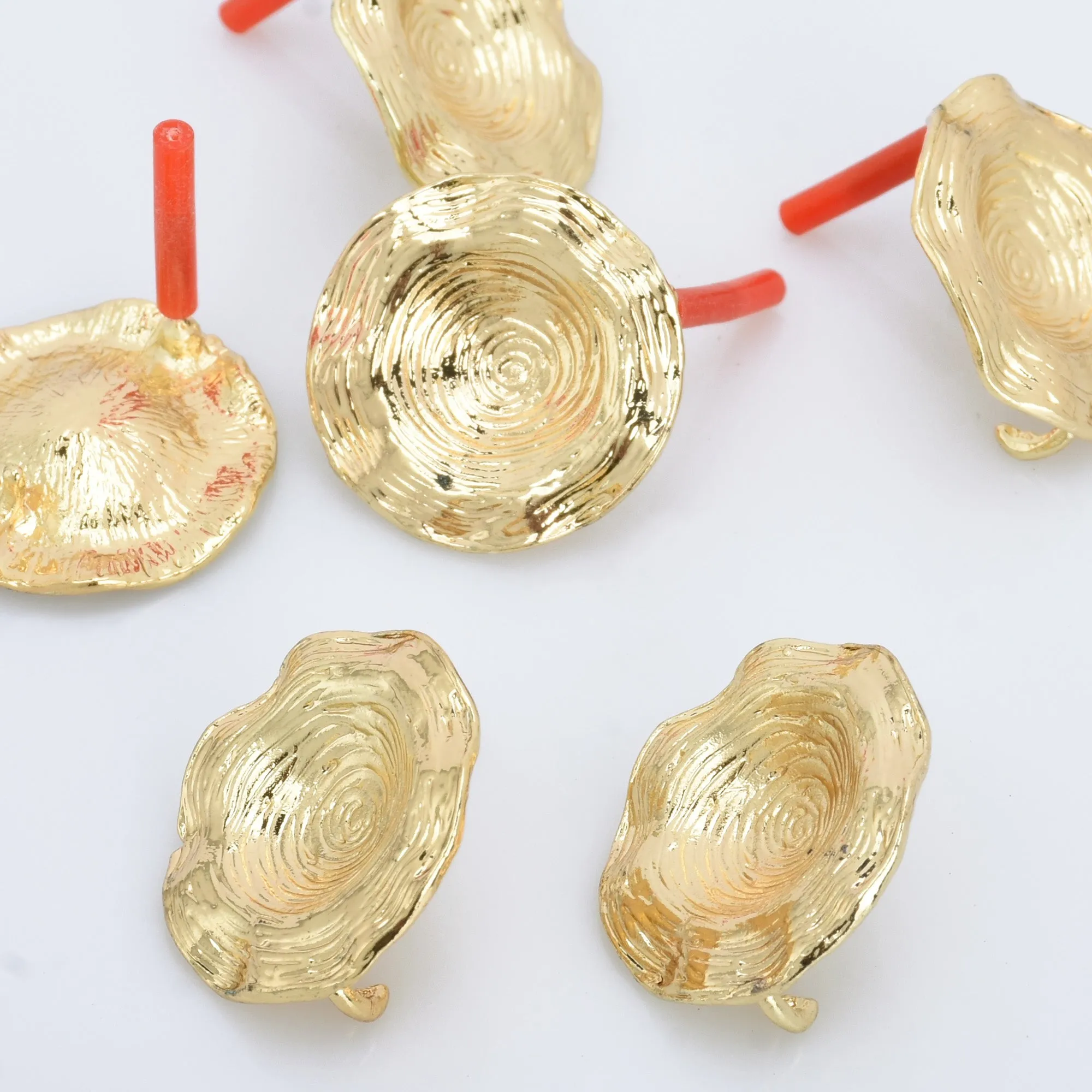 Alloy Curved Post Earrings Findings Simple Connector Stud Ear Accessories DIY Making Jewelry Golden Plated 6pcs 102823