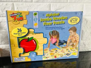 Alphabet jumbo wooden floor puzzle, 26 Mega Size Wooden Pieces - 36" x 24" Assembled Size