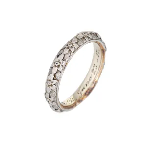Antique Edwardian Wedding Ring c1917 Platinum 14k Gold Flower Pattern 5.5 Band