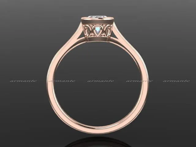 Bezel Set Oval Cut Moissanite Rose Gold Ring