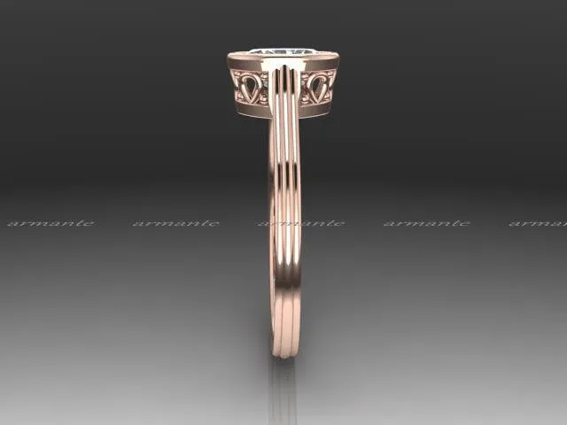 Bezel Set Oval Cut Moissanite Rose Gold Ring