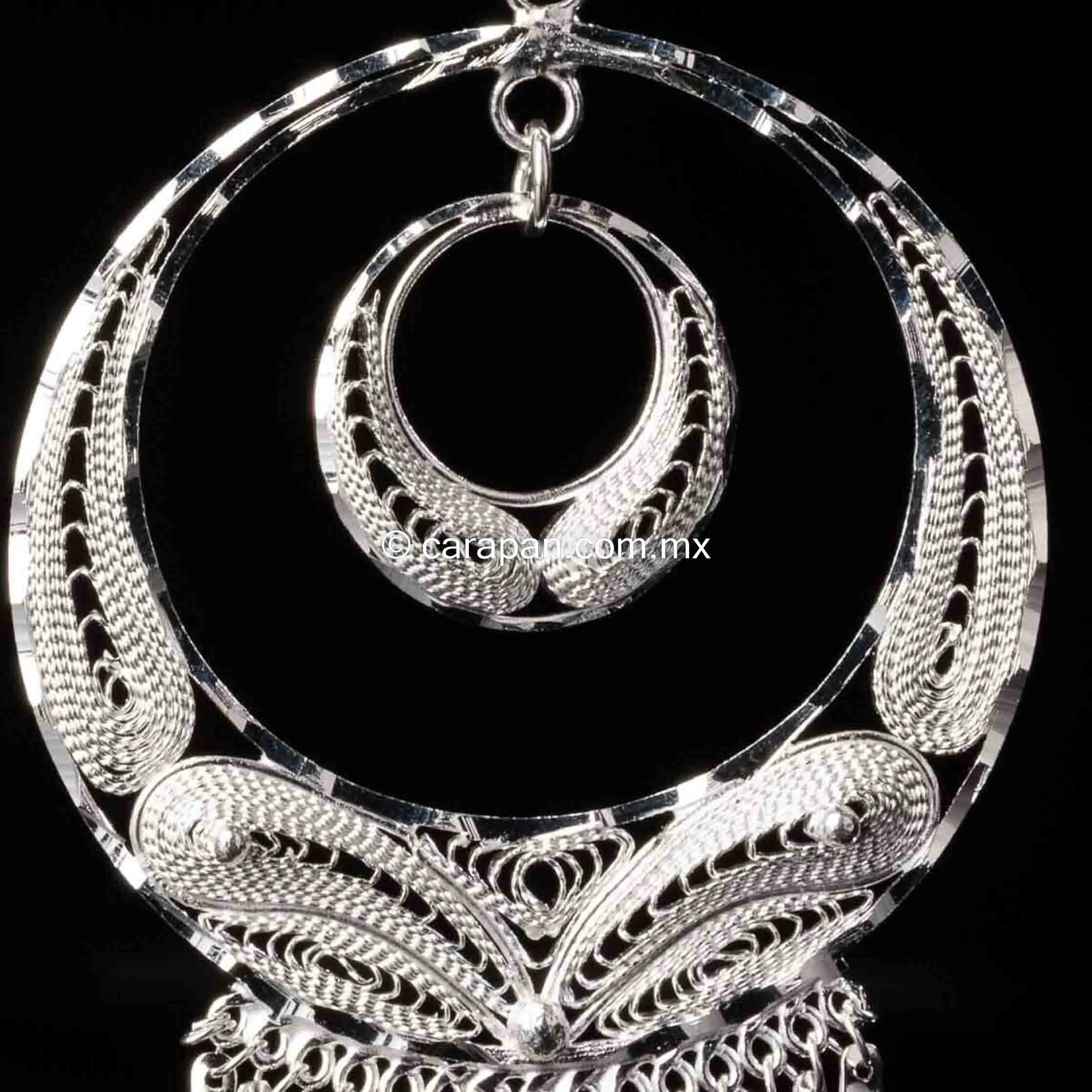 Big Double Circle Earrings Mexican Sterling Silver Filigree From Taxco .925