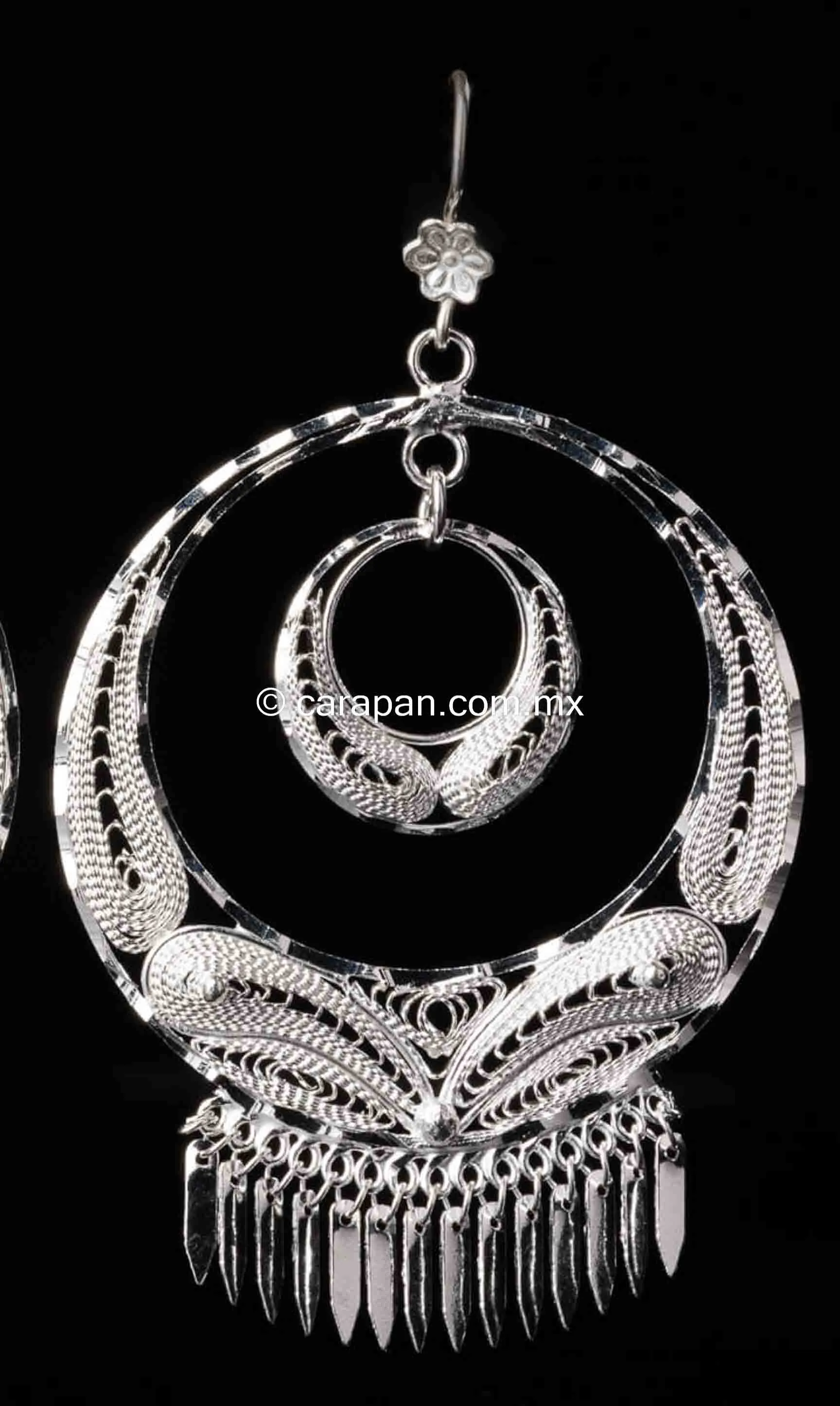 Big Double Circle Earrings Mexican Sterling Silver Filigree From Taxco .925